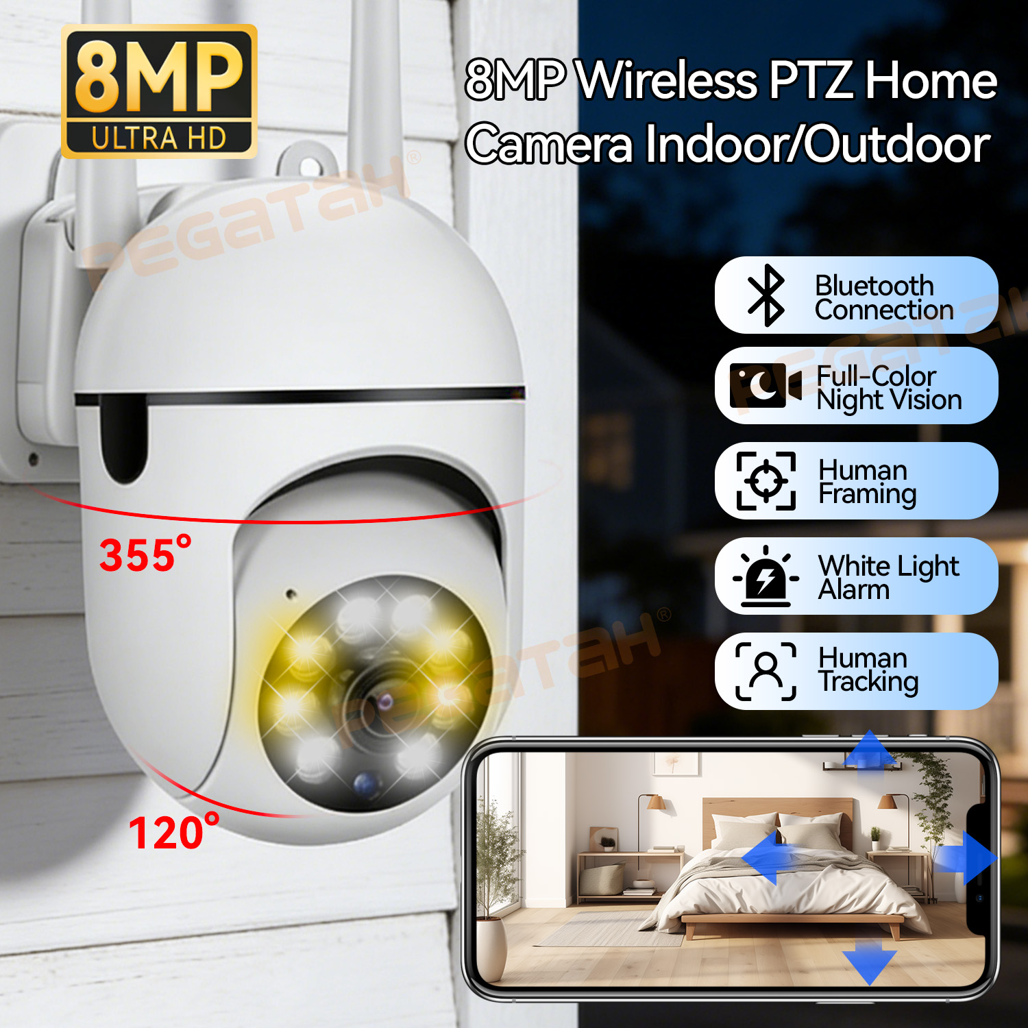 Outdoor Lighting Track - Kamera CCTV IP Wifi 8MP 2.4G